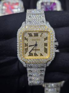 Reloj de pulsera mecánico automático para hombre, edición limitada con números romanos, de acero inoxidable, 16 mm, cuadrado, estilo hip hop de lujo con moissanita - Product Image 5