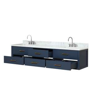 80 blu dentro. W X 22 In. D doppio bagno vanità con piano in marmo di Carrara e rubinetto Set per piccoli bagni - Product Image 5