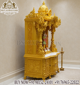 Templo Tradicional de Madera de Teca Estilo Swaminarayan para el Hogar, Muebles de Templo Hindú Dorados de Primera Calidad para el Culto Hindú, Fabricante - Product Image 2