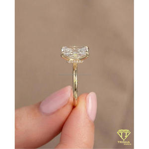 Luxury Radiant Cut Moissanite Engagement <b>Ring</b> 925 Sterling <b>Silver</b> Gold Plated <b>Solitaire</b> Bridal Jewelry For Women - Product Image 4