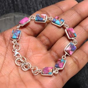 Top Quality Pink Spiny Oyster Turquoise Sterling <b>Silver</b> <b>Bracelet</b> Adjustable Fashion Unique Bohemian Jewelry Special Occasion - Product Image 1