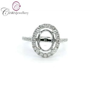 18K AU750 CLASSIC HALO OR BLANC DIAMANT NATUREL FORME OVALE 1.75CT BAGUE MONTAGE - Product Image 1