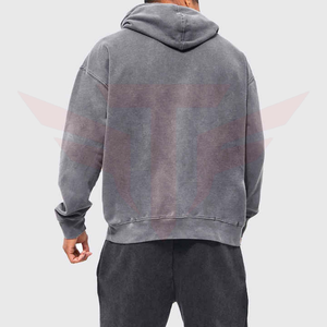 Sudadera con Capucha Oversize para Hombre, de Poliéster/Algodón, Forro Polar, Cortavientos, Lavado Ácido, Estilo Urbano, Casual, con Bolsillos, Tejido de Punto, Corte Regular - Product Image 2