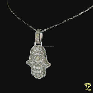 Collier pendentif haut de gamme en argent sterling 925 avec design en diamants Moissanite sertis - Product Image 4