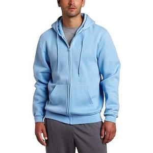 เสื้อฮู้ดซิปผู้ชาย สีฟ้าอ่อน ทรงปกติ สีพื้น ผ้าฝ้ายฟลีซถัก 100% สไตล์ลำลอง - Product Image 1