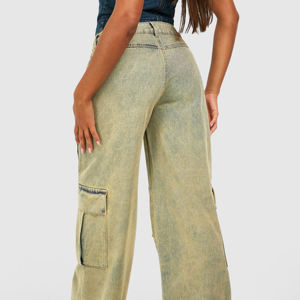 กางเกงยีนส์แฟชั่นขายส่ง MOQ ต่ำ สำหรับผู้หญิง ใช้กลางแจ้ง ผลิตจากปากีสถาน กางเกงโอเวอร์ไซส์สำหรับผู้หญิง - Product Image 3