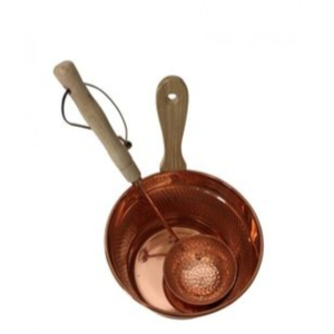 Juego de Accesorios de Cobre de Lujo Premium, Cubo de Agua de Metal Martillado a Mano Antibacteriano con Asa de Madera de Pino, Cubo para Sauna - Product Image 6