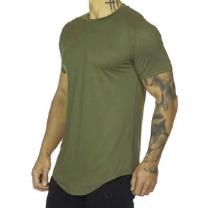 T-shirt décontracté à manches courtes en polyester et coton pour homme, respirant, col rond, coupe classique, personnalisable avec logo, vente en gros - Product Image 3
