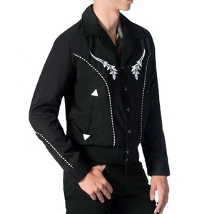 Veste courte surdimensionnée pour femme, noire, imperméable, chauffante, en coton, avec poche, broderie sur le devant et le dos, détails de passepoil aux poignets - Product Image 4