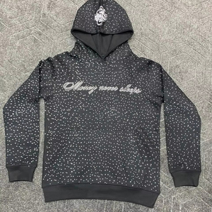 Custom Hoodies Embroidered Men Rhinestone Hoodie Heavyweight High Quality Sweatshirts - Product Image 1