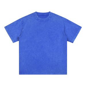 Camiseta de manga corta para hombre, color azul sólido, algodón, corte regular, cuello redondo, estilo casual, tejido de punto, teñido liso, en oferta online. - Product Image 1