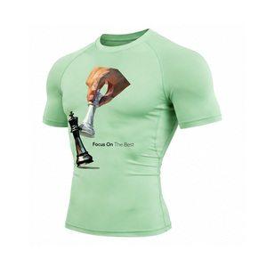 T-shirt de compression pour homme, vêtements de sport personnalisés, vêtements de sport pour la salle de sport, séchage rapide, respirant, extensible, haut d'entraînement, vente en gros UE US - Product Image 5