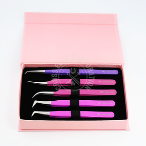 Pinzas profesionales para pestañas, juego de pinzas de aislamiento de Color rosa de acero inoxidable, grado de volumen, bota, herramientas de belleza, pinzas para pestañas - Product Image 5