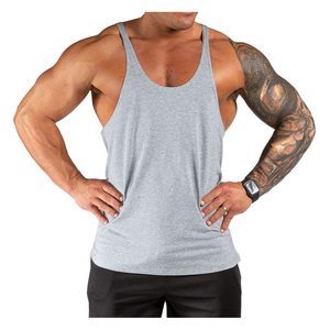 Wholesale OEM ODM <b>Men</b> Stringer <b>Singlet</b> Gym Tank Top Sleeveless Breathable Fitness Workout Training Sportswear Knitted Plus Size - Product Image 5