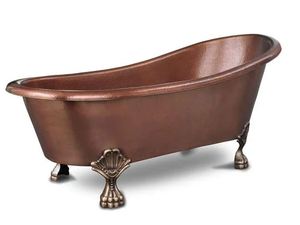 Baignoire autoportante à base garnie, design abordable, en cuivre antique, cuivre martelé de luxe, double baignoire à pattes - Product Image 5