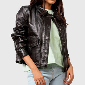 Women's Quilted Breathable Eco-Friendly Leather <b>Jacket</b> With Solid Collar Windproof for Autumn Winter <b>Biker</b> <b>Jackets</b> - Product Image 4