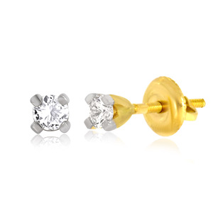 Boucles d'oreilles pour femmes en or jaune 14 carats avec diamants ronds taille brillant certifiés de laboratoire, couleur H, style classique - Product Image 2