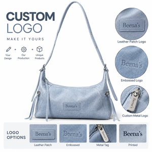 Bolso de Hombro para Mujer Beena, Correa Única, Cierre de Cremallera, Estilo Minimalista, Azul Claro, para Uso Diario en Todas las Estaciones, Logotipo Personalizable - Product Image 2