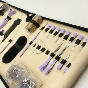 Professional Hair Extension Tool Kit with Zipper Case Pliers, <b>Needle</b> <b>Threader</b>, Hair Clips, Loops & Weaving Thread Set for Salon - Product Image 3