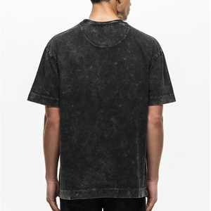 Camiseta Personalizada para Hombre, Lavada al Ácido, con Pedrería, de Algodón Grueso, Cuello Redondo, Estilo Urbano, para Uso Diario - Product Image 3