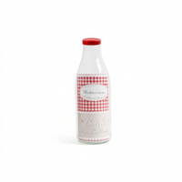 Botella de Vidrio Redonda de 12U 1L de Calidad Premium con Tapa de Rosca, Impresión de Calcomanía en la Superficie, Modelo 825374, de España, para Uso en Bebidas