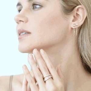 Chaîne d'oreille en or 14K 18K avec diamants, maillon de connexion de 4 cm uniquement (sans clous), composant délicat pour double piercing hélix, vente en gros - Product Image 4