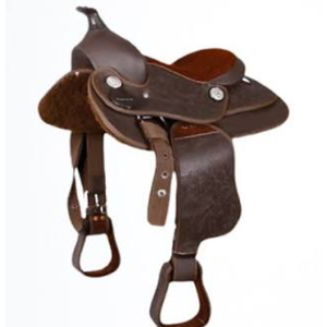 Silla de Montar Clásica de Cuero Marrón para Caballo Estilo Western con Estribos, Equipo Ecuestre Duradero para Vaqueros, Ideal para Ranchos, Senderos, Rodeos y Entrenamiento - Product Image 2