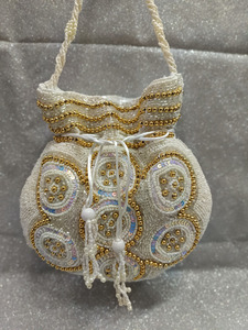 งานฝีมือทำมือ ผ้าฝ้ายวินเทจสำหรับกระเป๋าคลัทช์แบบมีเชือกผูก สำหรับงานแต่งงานและของขวัญสำหรับงานเลี้ยงเจ้าสาว - Product Image 4