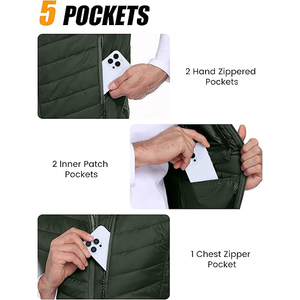 LEAFITS Packable Men Winter Puffer Vest Outerwear Eco-Friendly Heated <b>Lightweight</b> Water Resistant Quilted Puffy <b>Gilet</b> Chest - Product Image 4