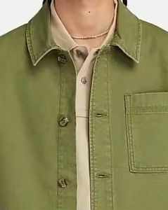 Chaqueta de trabajo vintage al por mayor estilo Detroit para hombre, de lona 100% algodón de alto gramaje, con logotipo frontal y diseño de cuello personalizados. - Product Image 4