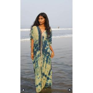 Boho Solid Floral Print V-neck Maxi <b>Dress</b> Sleeveless <b>Loose</b> Fit Hand Embroidery Knitted Autumn Casual <b>Dress</b> - Product Image 1
