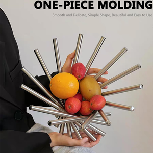 Modern Style Silver <b>Folding</b> Fruit Bowl Creative Rotating Wire <b>Metal</b> Centerpiece Basket For Luxury Kitchen <b>Table</b> Decoration - Product Image 5