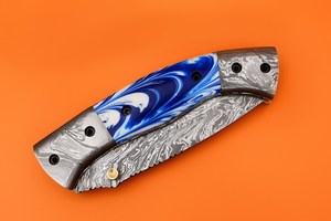 Cuchillo Plegable de Bolsillo Personalizado con Hoja Recta y Punta Caída de Damasco, Funda de Cuero, para Supervivencia al Aire Libre, Camping y Caza, Venta al por Mayor - Product Image 3