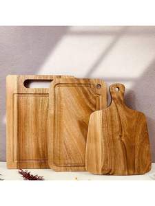 Planche à découper professionnelle en bois, design en bois naturel épais, idéale pour hacher, trancher les légumes, les fruits et la viande. - Product Image 3