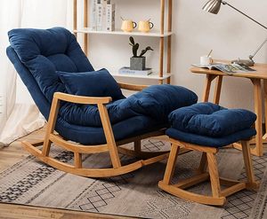 <b>Comfortable</b> Well Cushioned Rocking Chair with Footrest | Mid-Century Rocking Chair for All with Soft, Durable Cushioned - Product Image 3