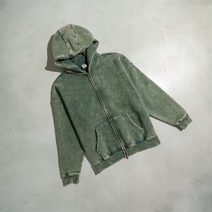 เสื้อฮู้ดซิปแบบโอเวอร์ไซส์ผ้าเฟรนช์เทอร์รี่หนานุ่มพิเศษ สไตล์สตรีทแวร์พรีเมียม วินเทจ ล้างสีแบบแอซิดวอชและมิเนอรัลวอช สำหรับผู้ชายและผู้หญิง - Product Image 1