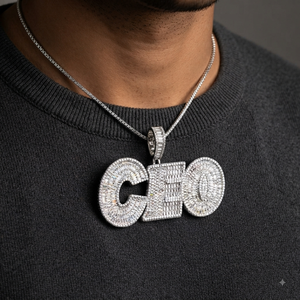 Pendentif en argent 925 et moissanite plaqué rhodium, style hip-hop, avec initiale personnalisée, grand collier à breloques pour fête - Product Image 2
