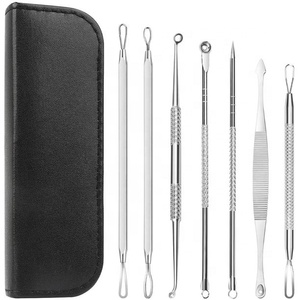 Mụn đầu đen Remover mụn Popper công cụ Kit 7pcs mụn đầu đen Tweezer mụn extractor loại bỏ mụn trứng cá công cụ với Túi da - Product Image 2