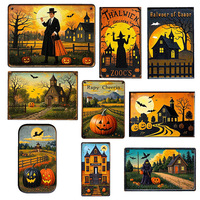Plaque Murale Métallique Vintage Halloween : Lanterne Citrouille Rétro pour Décoration Murale Hantée, Idéale pour la Maison, le Bar, le Club et les Fêtes d'Halloween