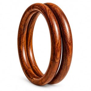 Conjunto de brazaletes de madera chapados en oro hechos a mano, con forma de corazón, estilo vintage, gruesos y llamativos, tipo Kada, para mujeres y niñas - Budistas - Product Image 3