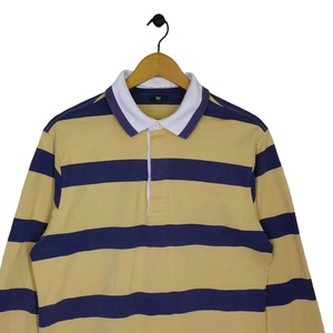 Chemise décontractée pour homme à manches longues, en tricot uni 100 % coton respirant, coupe classique, avec col bleu et jaune - Product Image 4