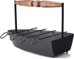 Grille de cuisson portable pour barbecue au charbon de bois, support pour brochettes de kebab, plateau de cuisson pour viande, pour camping en extérieur - Product Image 5