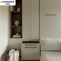 Lit mural escamotable moderne en bois avec canapé en tissu Queen, bureau long, bibliothèque, armoire, lit mural invisible pliable pour bureau et chambre d'amis