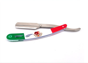 Mexican Flag Handle Barber Straight Cut Throat Shaving Razor Professional Salon <b>Swing</b> Lock Razor for Classic Wet Shaving - Product Image 2