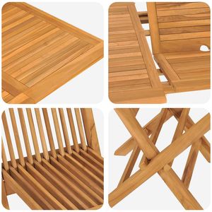 Ensemble de salle à manger de jardin en teck massif brun 5 pièces - Product Image 4
