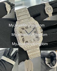 High-quality Designer <b>Rectangular</b> Moissanite Automatic Mechanical <b>Watch</b> Sapphire Crystal Detectable by Diamond Tester - Product Image 2