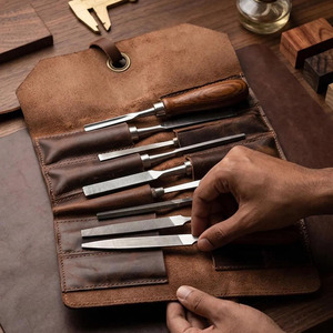 Luxury leather <b>tool</b> <b>roll</b> organizer bags bulk supplier OEM custom logo export quality portable high quality leather <b>tool</b> <b>roll</b> - Product Image 6