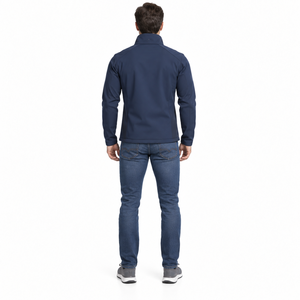 Wholesale <b>Men</b> <b>Navy</b> Blue <b>Fleece</b> Jacket Stand Collar Full Zip Casual Windproof Outdoor Wear Slim Fit Regular Polyester <b>Men</b> Jacket - Product Image 2