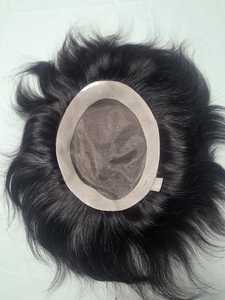Prothèse capillaire en cheveux indiens Remy lisses, densité 130%, base en dentelle mono, raie centrale, nœuds invisibles, texture 8mm - Product Image 5