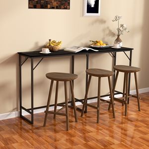 Tavolo da Bar Industriale Rettangolare da 70 Pollici con Stazione di Ricarica, Design Effetto Legno Nero per Casa o Pub KTV - Product Image 2